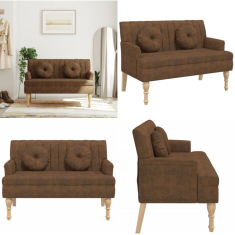 Panca con Cuscini Marrone 113x64,5x75,5 cm in Scamosciato - Seduta comoda - Design elegante