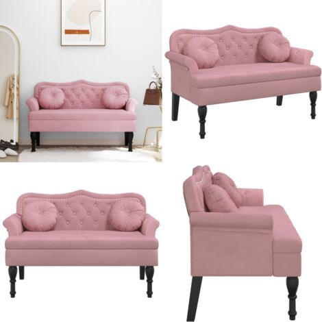 Panca con Cuscini Rosa 120,5x65x75 cm in Velluto - Seduta comoda - Cuscini per panca