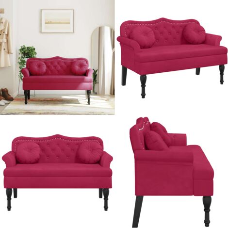 Panca con Cuscini Roso Vino 120,5x65x75 cm in Velluto - Seduta comoda - Velluto morbido