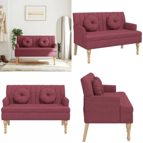 Panca con Cuscini Rosso Vino 113x64,5x75,5 cm in Tessuto - Seduta comoda - Design elegante