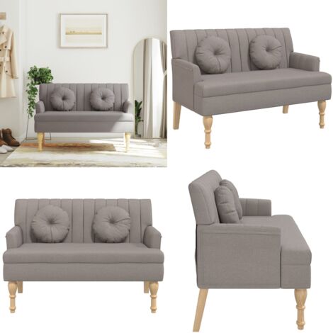Panca con Cuscini Tortora 113x64,5x75,5 cm in Tessuto - Seduta comoda - Design elegante