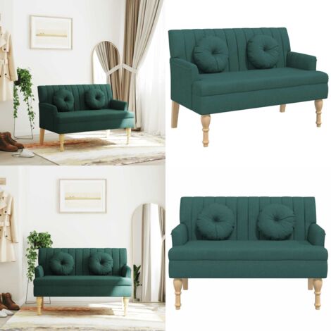 Panca con Cuscini Verde Scuro 113x64,5x75,5 cm in Tessuto - Seduta comoda - Design elegante