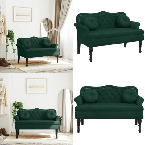 Panca con Cuscini Verde Scuro 120,5x65x75 cm Velluto - Seduta comoda - Velluto morbido