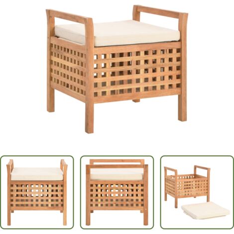 Panca con cuscino - Cassapanca 49x48x49 cm in Legno Massello di Noce
