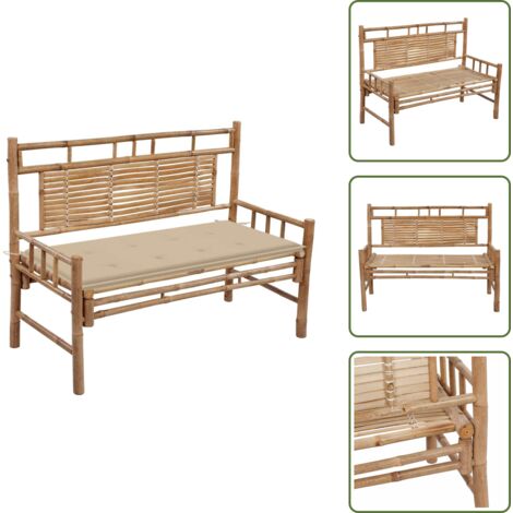 Panca con cuscino - vidaXL Panca da Giardino con Cuscino 120 cm in Bambù -