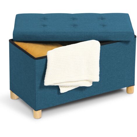 Panca con gambe 76 cm in tessuto blu anatra