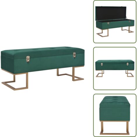 Panca con gambe d'oro - vidaXL Panca con Vano Portaoggetti 105 cm in Velluto Verde - Panca per soggiorno