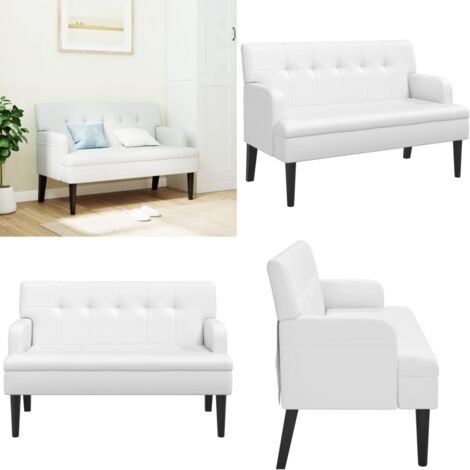 Panca con Schienale Bianca 112x65,5x75 cm in Similpelle - Seduta comoda - Similpelle