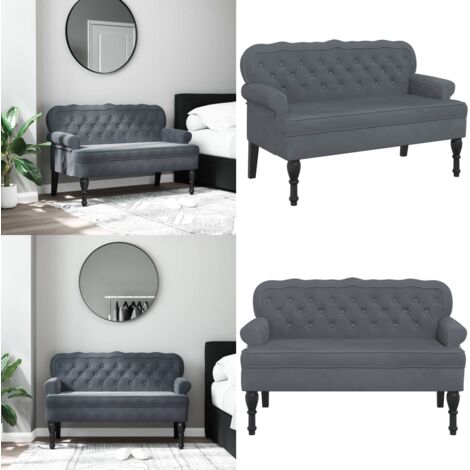 Panca con Schienale Grigio Scuro 119,5x64,5x75 cm in Velluto - Seduta in velluto - Panca con schienale