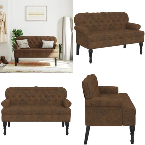 Panca con Schienale Marrone 119,5x64,5x75 cm in Scamosciato - Seduta comoda - Design elegante