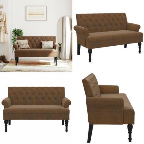 Panca con Schienale Marrone 120x62x75,5 cm in Scamosciato - Seduta comoda - Design elegante