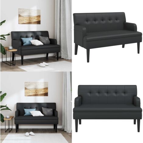 Panca con schienale nera 112x65,5x75 cm in similpelle - Panca in similpelle - Panca nera