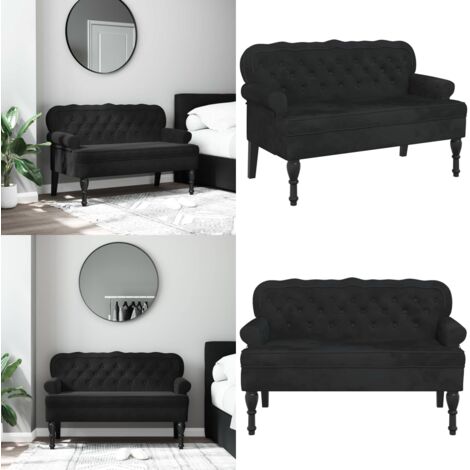 Panca con schienale nera 119,5x64,5x75 cm in velluto - Seduta in velluto - Panca elegante