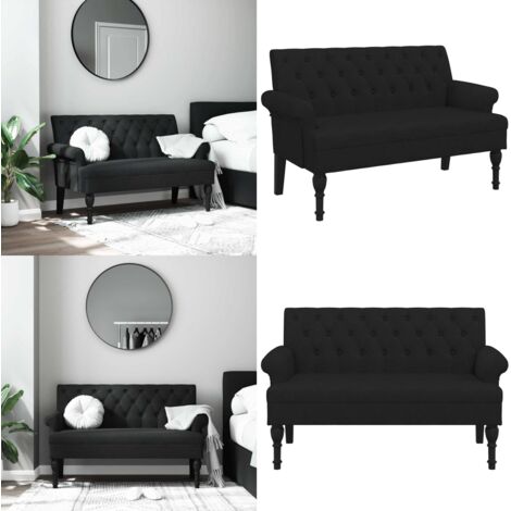 Panca con schienale nera 120x62x75,5 cm in tessuto - Seduta comoda - Design elegante