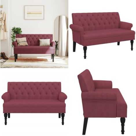 Panca con Schienale Rosso Vino 120x62x75,5 cm in Tessuto - Seduta comoda - Design elegante