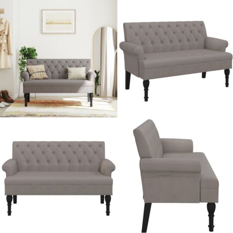 Panca con Schienale Tortora 120x62x75,5 cm in Tessuto - Seduta comoda - Design elegante