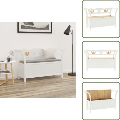 Panca con spazio portaoggetti - vidaXL Panca Bianca 107x45x75,5 cm Legno Massello di Abete - Panca per corridoio