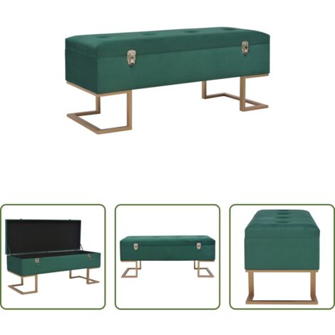 Panca con vano -  Panca con Vano Portaoggetti 105 cm in Velluto Verde