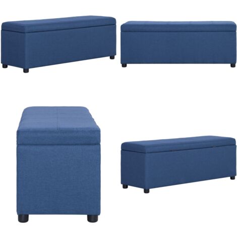 Panca con Vano Portaoggetti 116 cm Blu in Poliestere - Panca con vano portaoggetti - Panca in poliestere