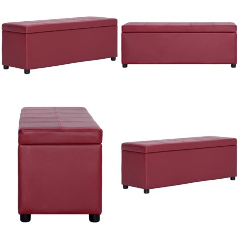 Panca con Vano Portaoggetti 116 cm Rosso Vino in Similpelle - Panca con vano portaoggetti - Panca in similpelle