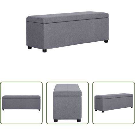 Panca con vano portaoggetti -  Panca con Vano Portaoggetti 116 cm Grigio Chiaro in Poliestere