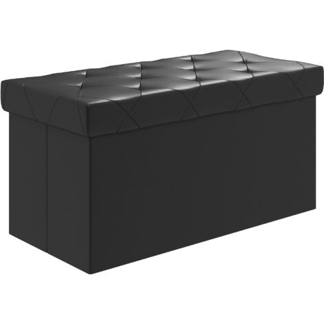Panca Contenitore Pieghevole 84L 76x38x38 cm in Finta Pelle Nero