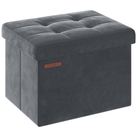 Panca contenitore pieghevole in velluto con coperchio 31 x 41 x 31 cm capacità di carico 130 kg per corridoio soggiorno grigio 120004136