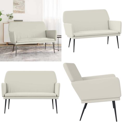 Panca Crema 108x79x79 cm in Velluto - Seduta in velluto - Panca crema