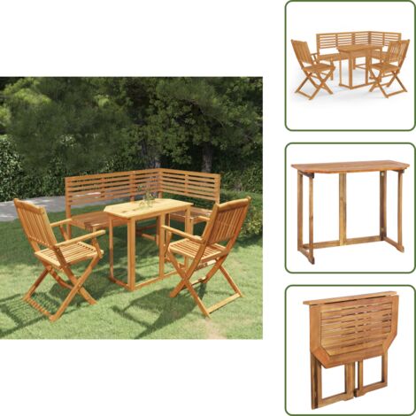 Panca da bistro - vidaXL Set da Bistrot 4 pz in Legno Massello di Acacia - Legno massello