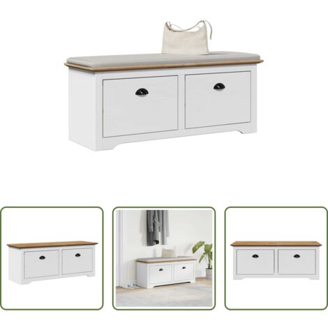 Panca da corridoio -  Panca da Ingresso BODO Bianca e Marrone 114x40x45 cm