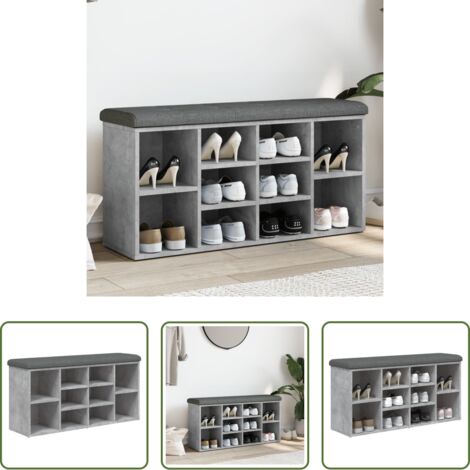 Panca da corridoio -  Panca Porta Scarpe Grigio Cemento 102x32x50cm Legno Multistrato
