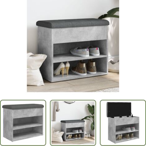 Panca da corridoio -  Panca Porta Scarpe Grigio Cemento 62x32x50cm Legno Multistrato