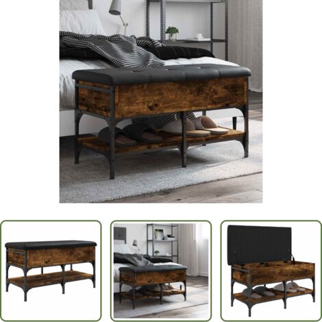 Panca da corridoio -  Panca Porta Scarpe Rovere Fumo 82x42x45 cm in Legno Multistrato