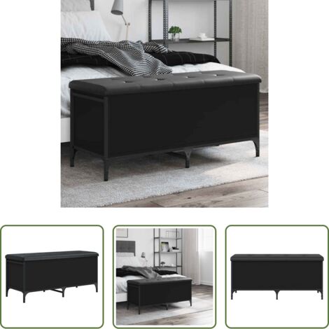 Panca da corridoio -  Panca Portaoggetti Nera 102x42x45 cm in Legno Multistrato