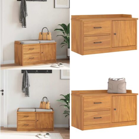 Panca da Corridoio SANDNES 87x40x50 cm Legno Massello di Pino - Panca da ingresso in legno - Panca da ingresso con cassetti
