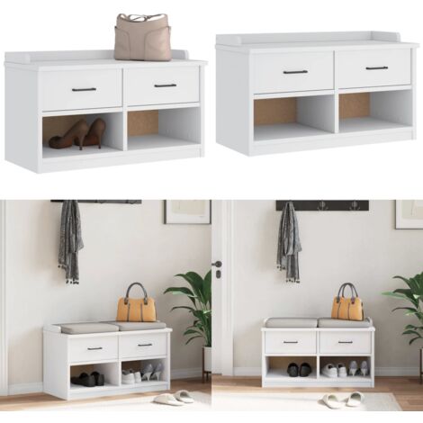 Panca da Corridoio SANDNES Bianca 87x40x50 cm in Legno di Pino - Panca da ingresso - Panca in legno