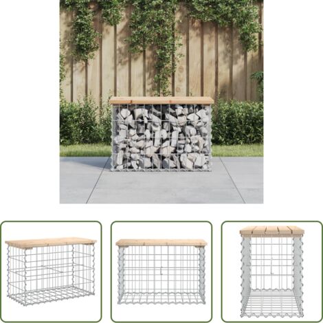 Panca da esterno -  Panca Giardino Design Gabbione 63x31,5x42cm Legno Massello Pino