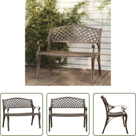 Panca da esterno -  Panchina da Giardino 102 cm in Alluminio Pressofuso Bronzo