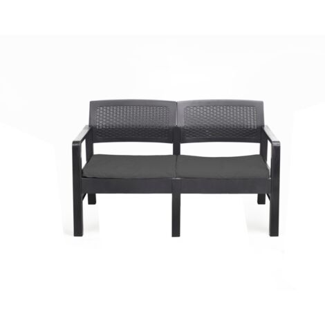 panca da esterno "sawu" in polipropilene con cuscino antracite 121x58x74 cm