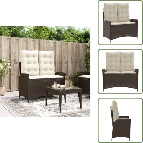Panca da esterno - vidaXL Panca Reclinabile da Giardino con Cuscini Marrone in Polyrattan - Cuscini per seduta