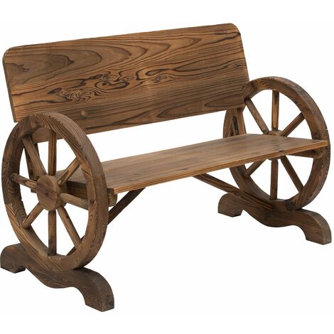 Panca da Giardino 2 Posti con Schienale Alto 114x58x80 cm in Legno di Abete Marrone