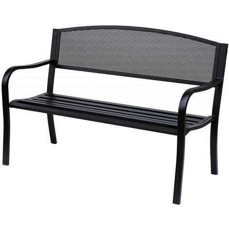 Panca da Giardino 2 Posti in Acciaio 127x60x85 cm Nero