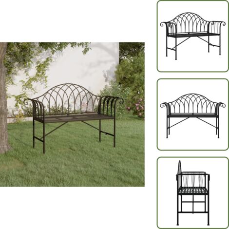 Panca da giardino 2 posti - vidaXL Panca da Giardino a 2 Posti 128 cm Nera in Acciaio - Panca da patio