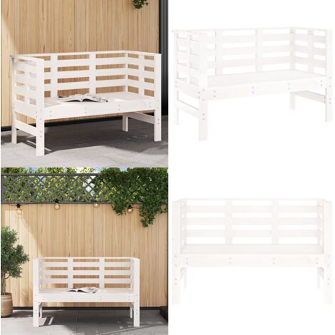 Panca da Giardino Bianca 111,5x53x71 cm Legno Massello di Pino - Panca da patio - Panca in legno