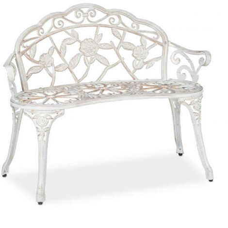 Panca da giardino color bronzo bianco con rose