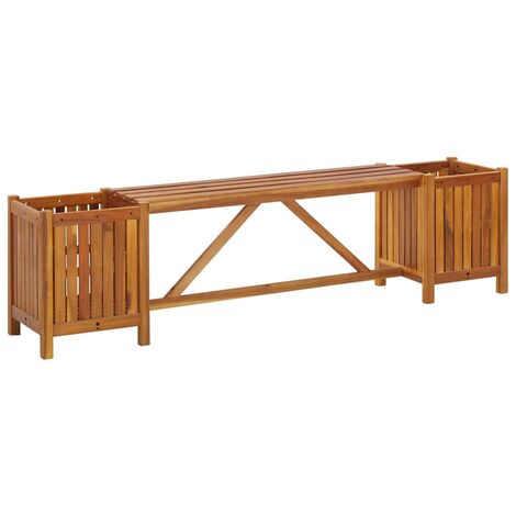 Panca da Giardino con 2 Fioriere 150x30x40cm in Massello di Acacia