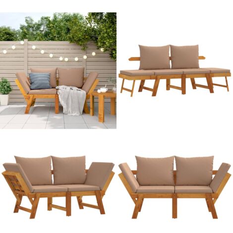 Panca da Giardino con Cuscini 2-in-1 in Legno di Acacia - Divano letto - Legno di acacia