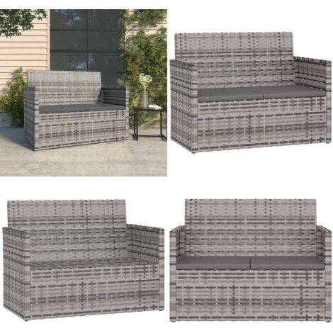 Panca da Giardino con Cuscini Grigia 105 cm in Polyrattan - Cuscini da seduta - Rattan PE