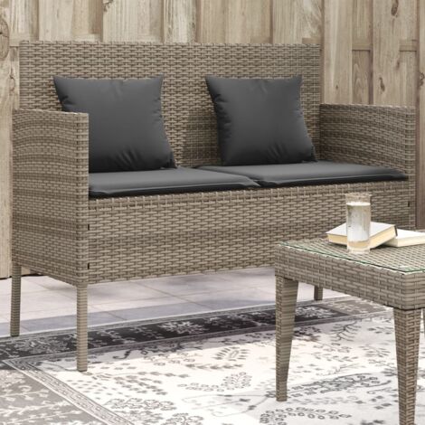 Panca da Giardino con Cuscini Grigia in Polyrattan vidaXL