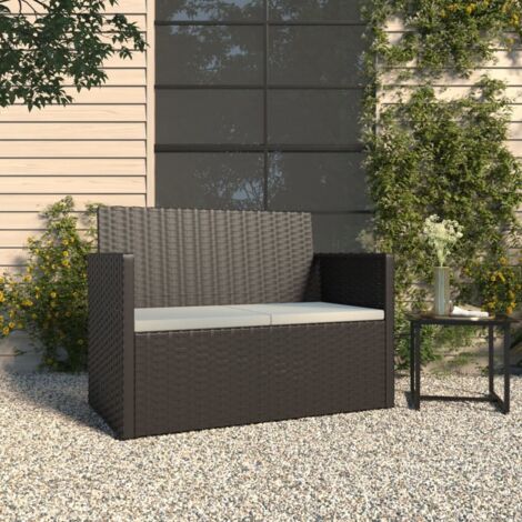 Panca da Giardino con Cuscini Nera 105 cm in Polyrattan vidaXL